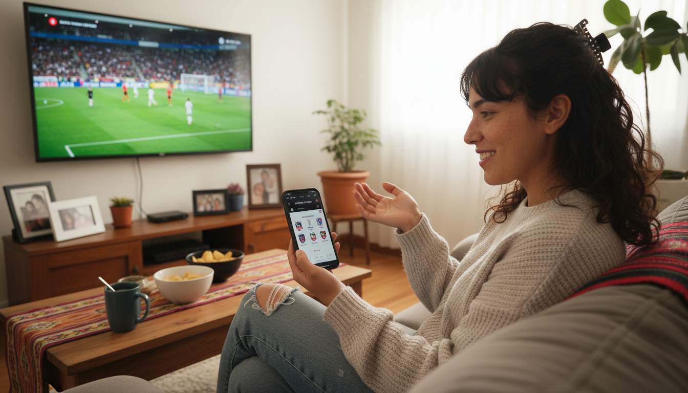 Mujer chilena disfrutando de apuestas deportivas